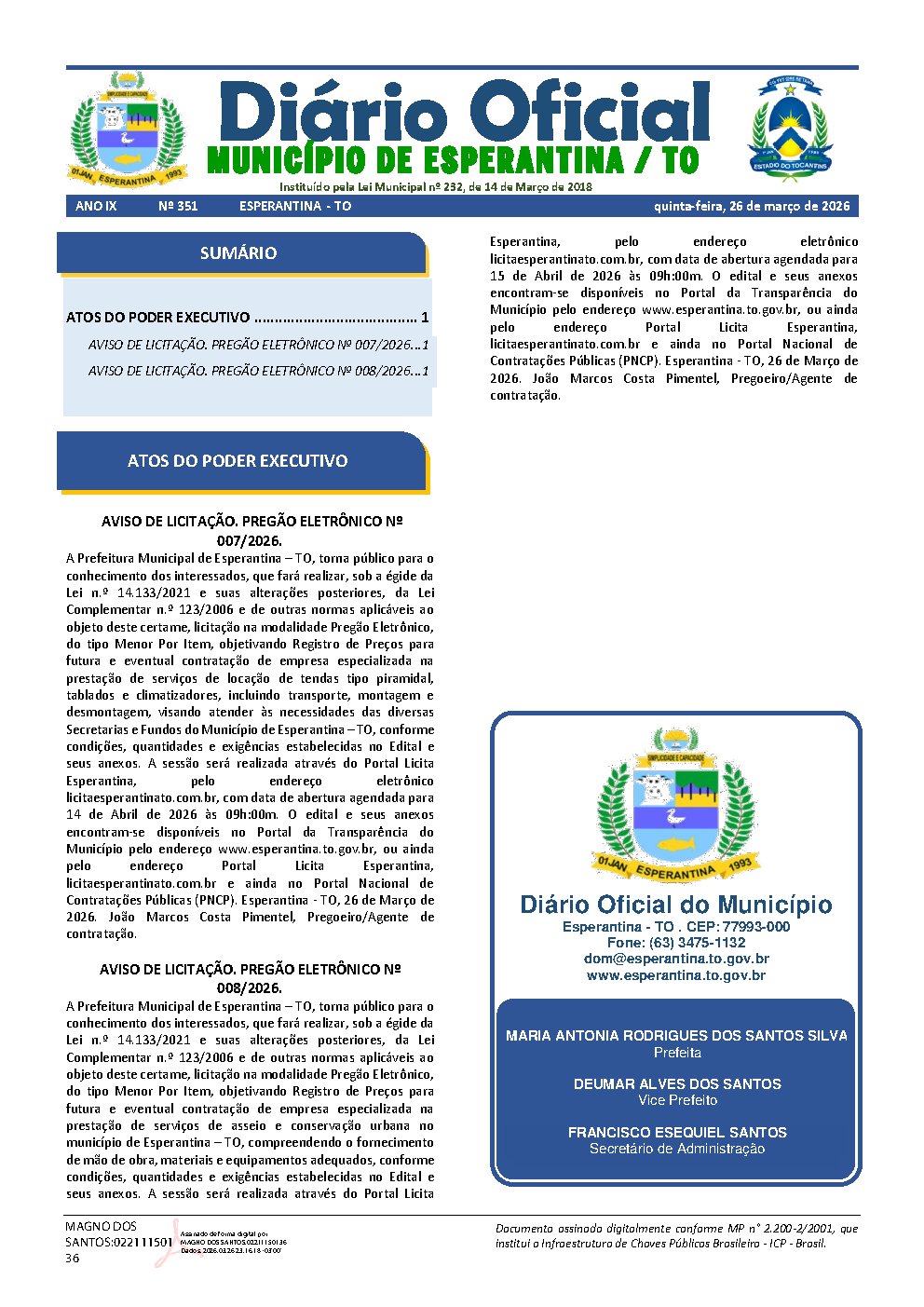 Diário Oficial - Edição 351