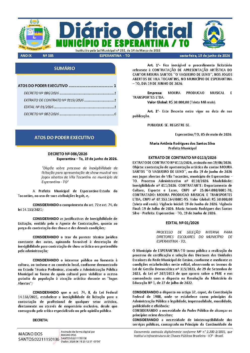 Diário Oficial - Edição 385
