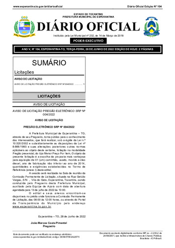 Diário Oficial - Edição 104