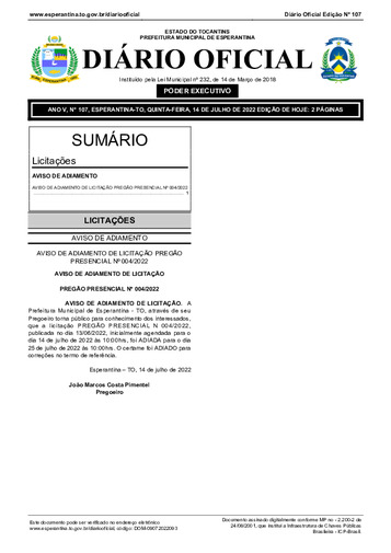 Diário Oficial - Edição 107
