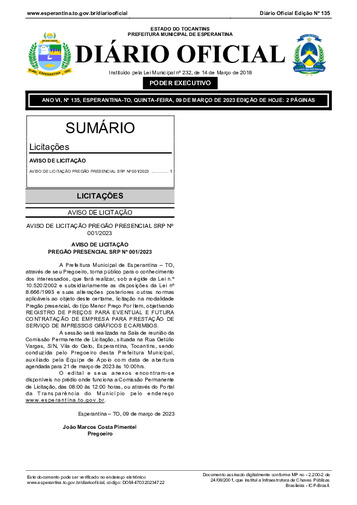 Diário Oficial - Edição 135