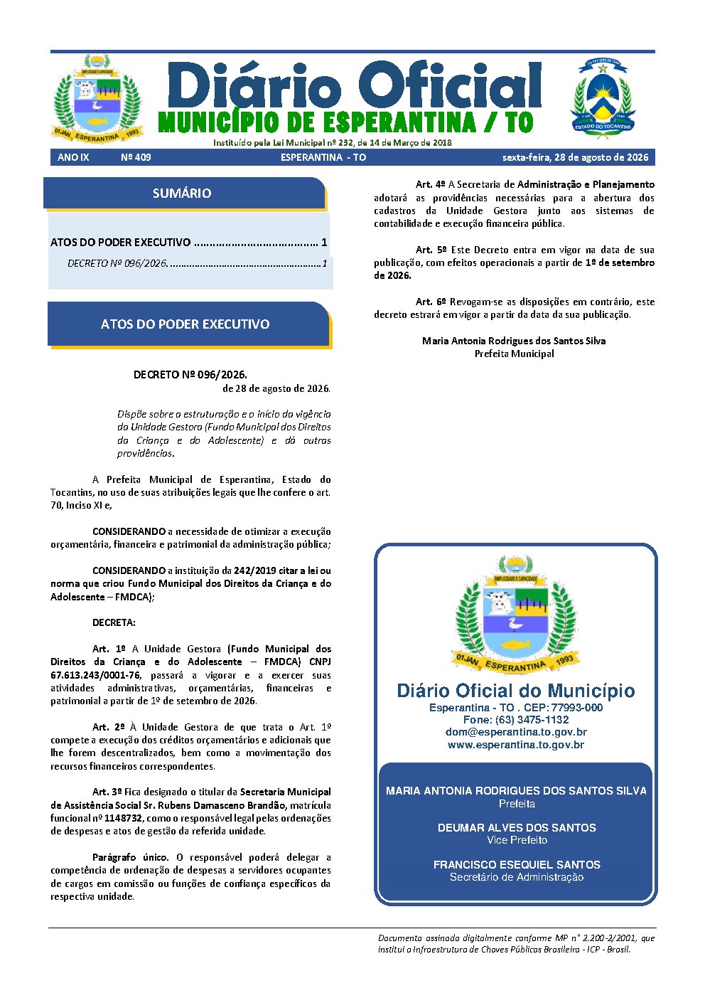 Diário Oficial N° 409