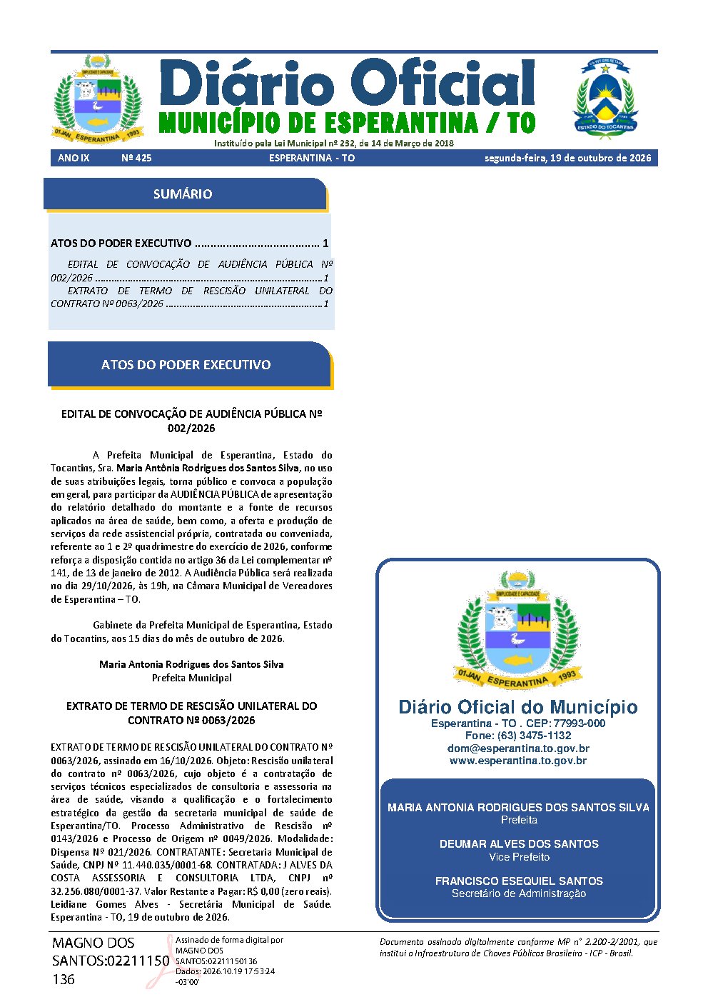 Diário Oficial - Edição 425