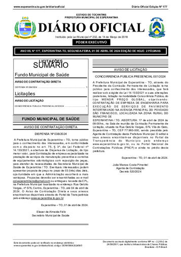 Diário Oficial - Edição 177