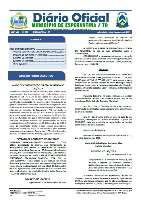 Diário Oficial - Edição 308