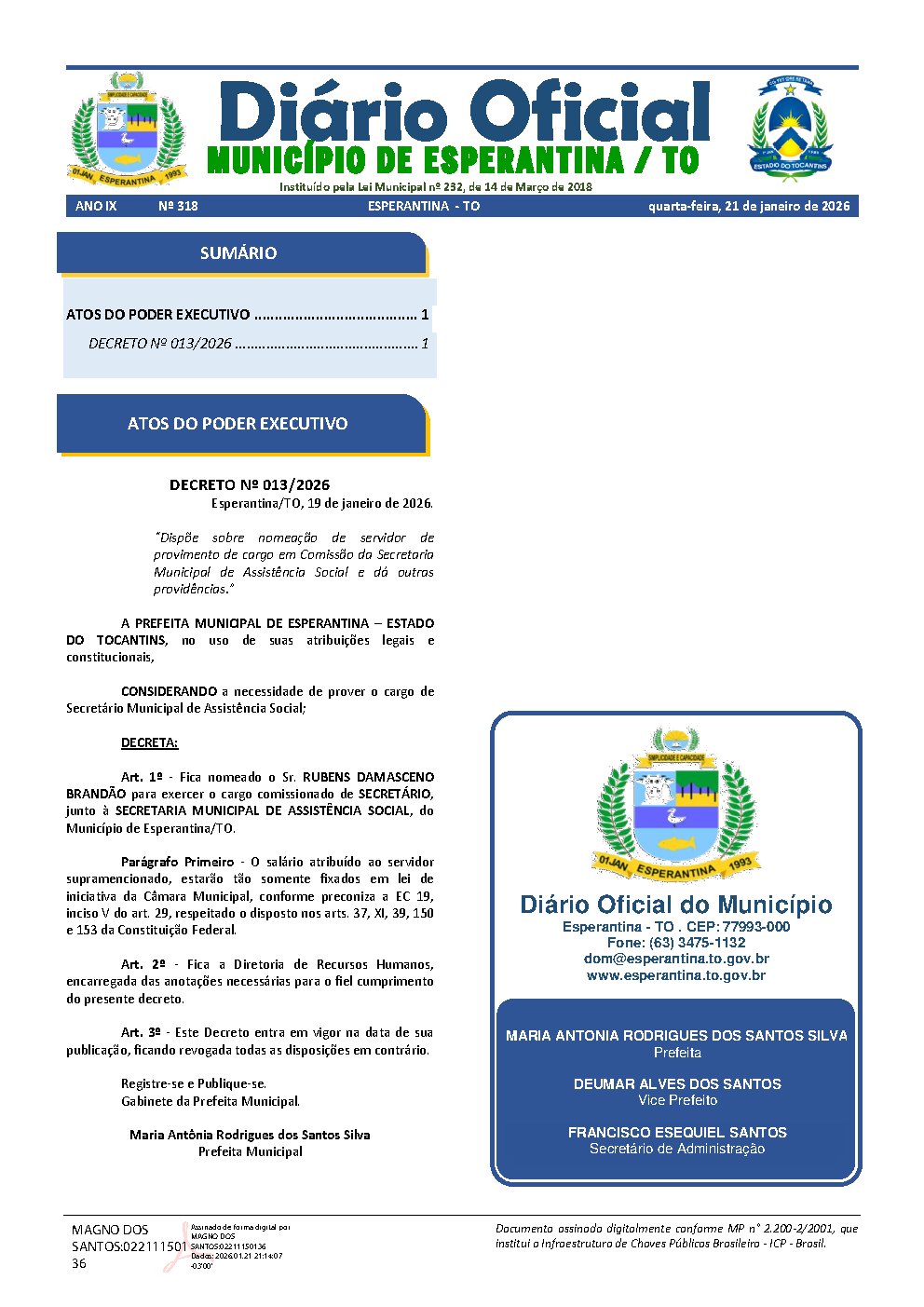Diário Oficial - Edição 318