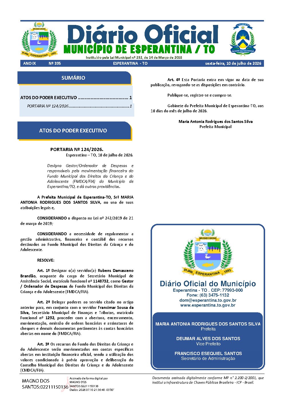 Diário Oficial - Edição 395