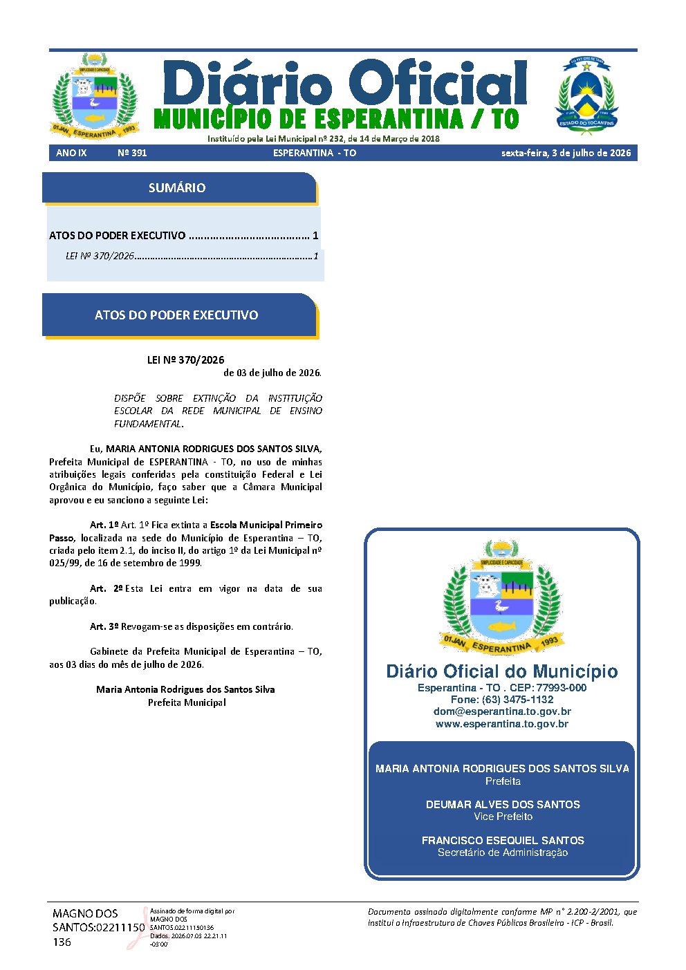 Diário Oficial - Edição 391