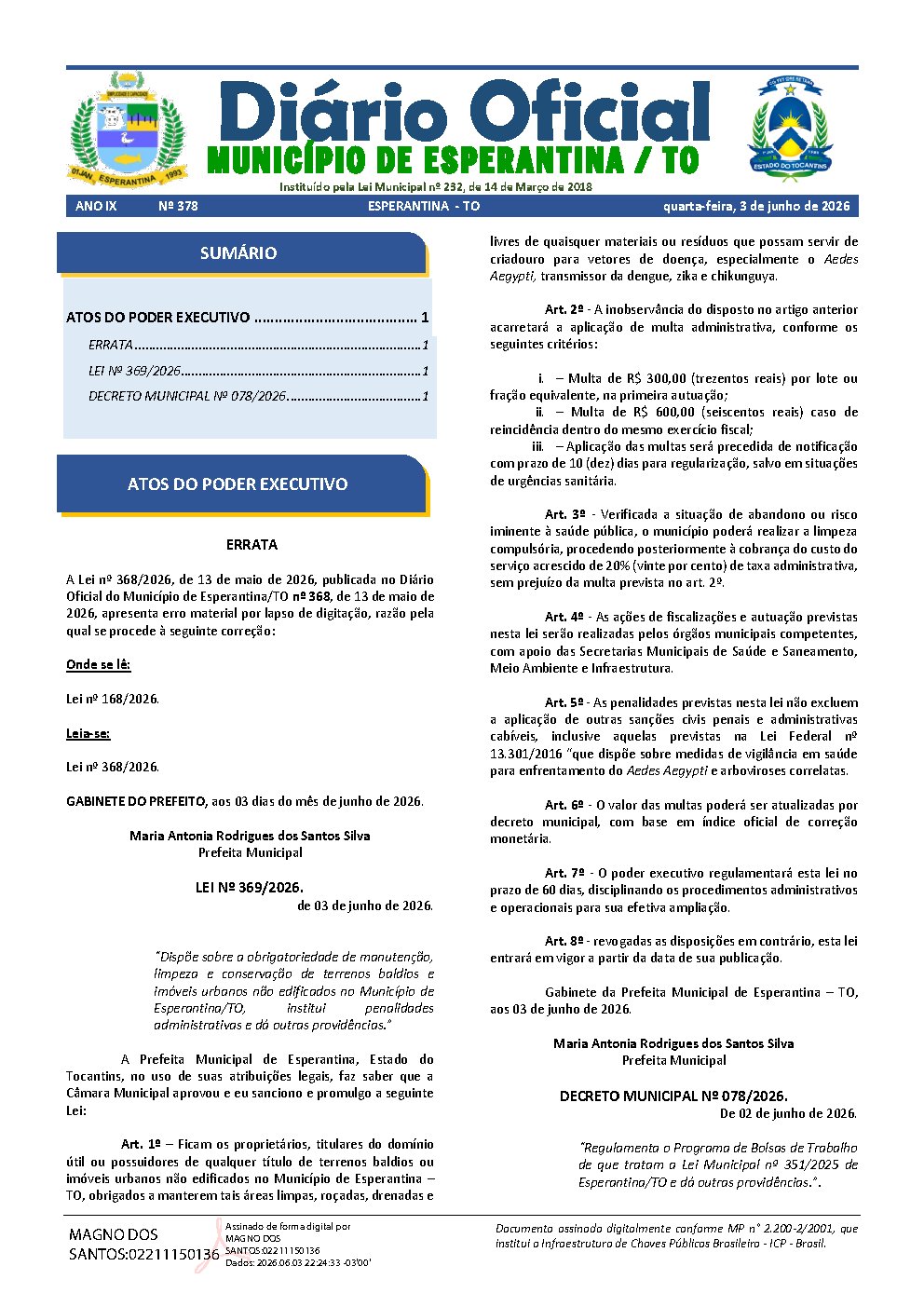 Diário Oficial - Edição 378