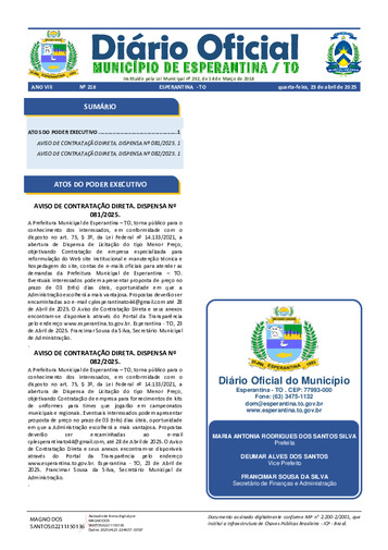 Diário Oficial - Edição 218