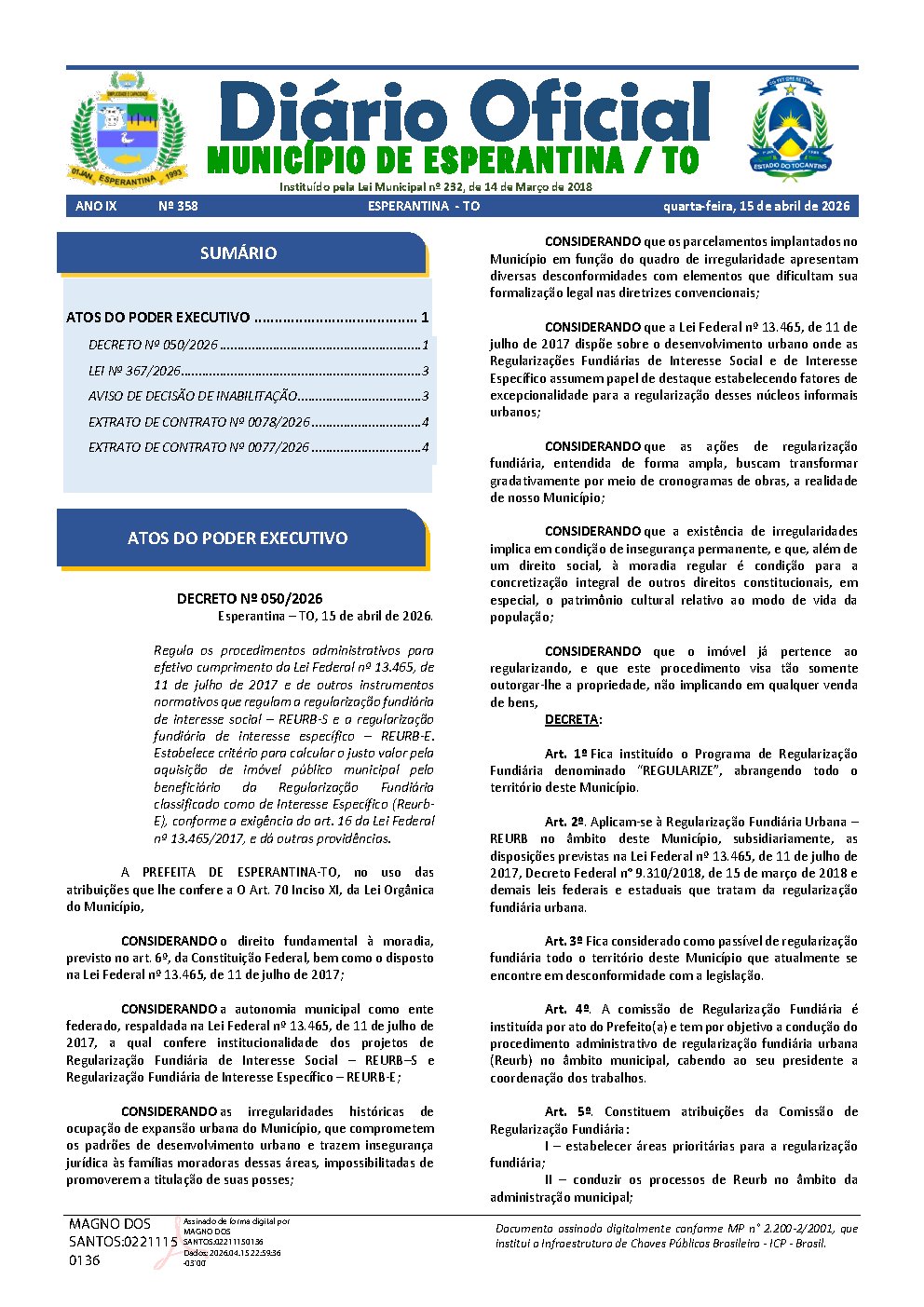 Diário Oficial - Edição 358