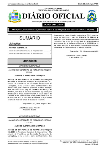 Diário Oficial - Edição 54