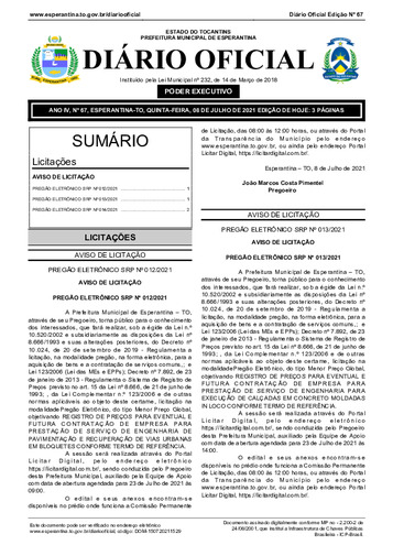Diário Oficial - Edição 67