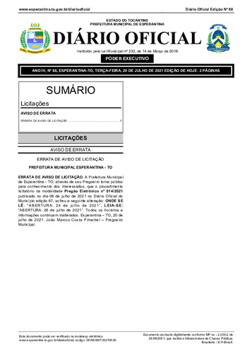 Diário Oficial - Edição 68
