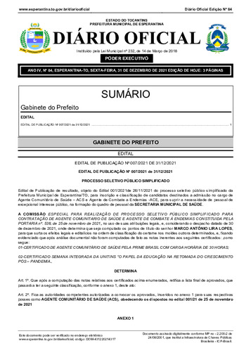 Diário Oficial - Edição 84