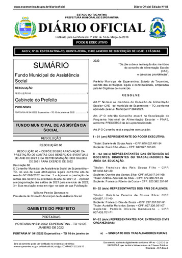 Diário Oficial - Edição 88